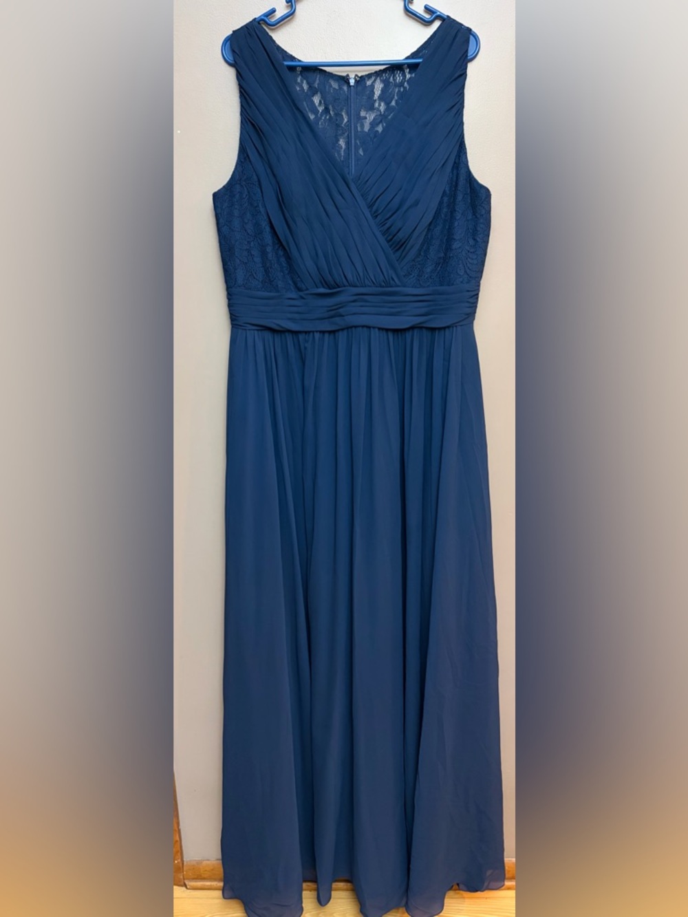 Jasmine Navy Maxi Special Occasion Lace Pleated Mother of Bride Dress Sz 20